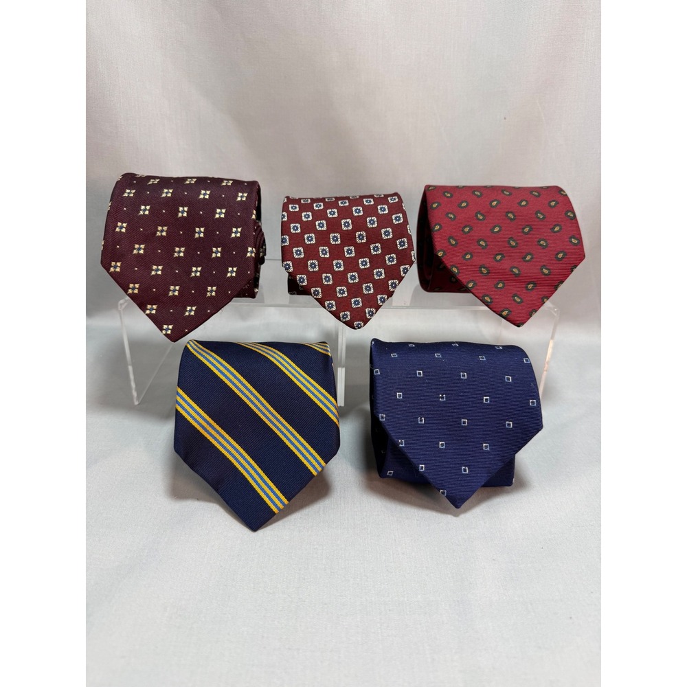 Brooks Brothers Makers Silk 5 Pc Tie Lot Vintage Ivy Trad Dark Academia 3.5"-4"